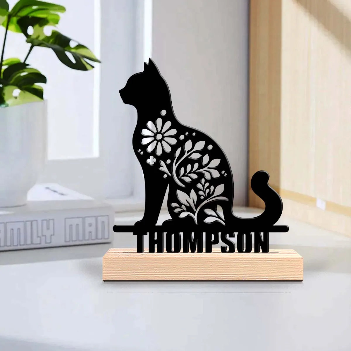 1pc Personalized Desktop Metal Ornaments Customizable Name Equipped with Wooden Base Unique Desktop Decoration Custom Gifts