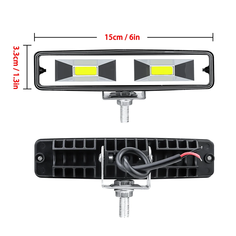 2pcs Car COB Work Light Bulb Spot Beam Bar 18W 12V Car SUV Off Road Driving Fog Lamp With Mounting Accessories