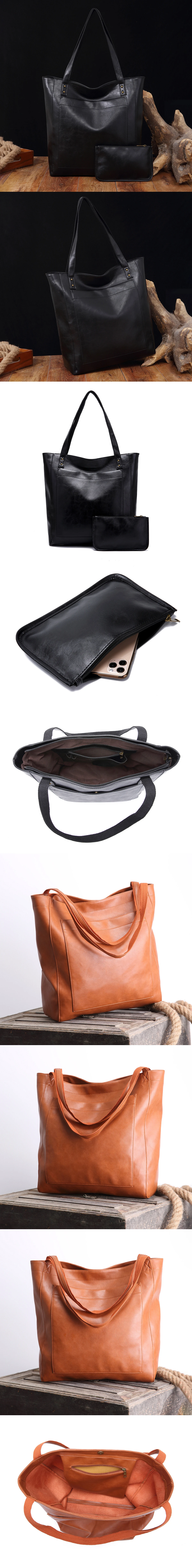 2025, große Kapazität Frauen Taschen Öl Wachs Leder Mode Geldbörse Schulter Taschen Mit Seitentaschen Mädchen Handtaschen Weibliche Totes – Detail 15