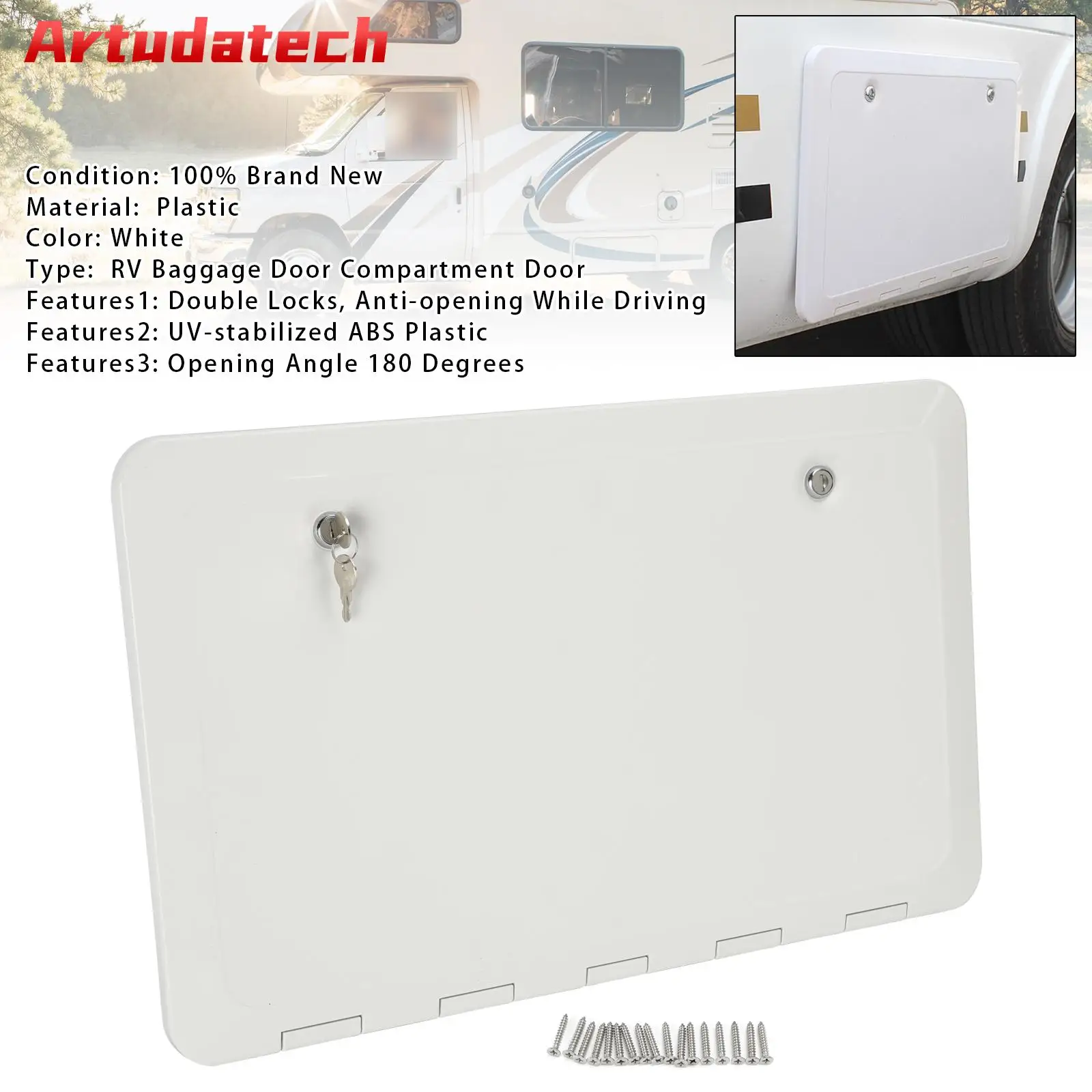 Artudatech RV Baggage Door Compartment Door Waterproof Storage Hatch Door Camper Caravan
