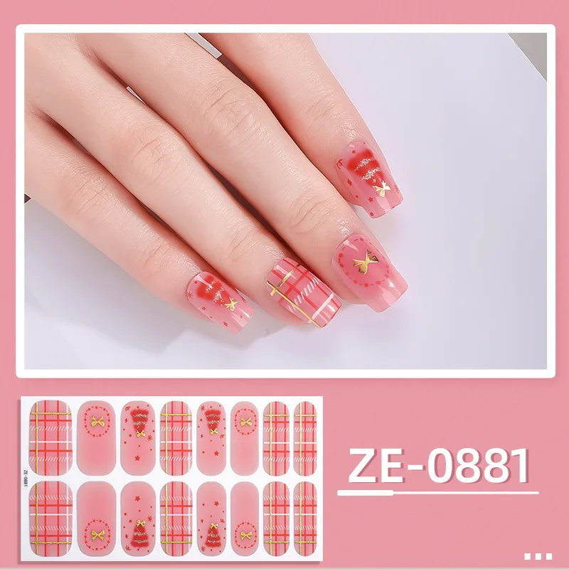 Adesivi per unghie natalizi a copertura totale da donna Cursore autoadesivo multicolore Non è necessario una lampada UV Curata Press On Nail Decal per bambini