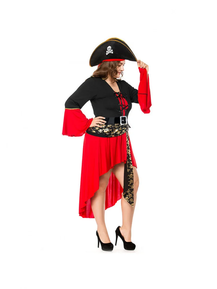 

loween plus Size Women's Skeleton Pirate Costume Dr Stage Performance Clothing Cusized Sizes Ladies Faionable Outfit