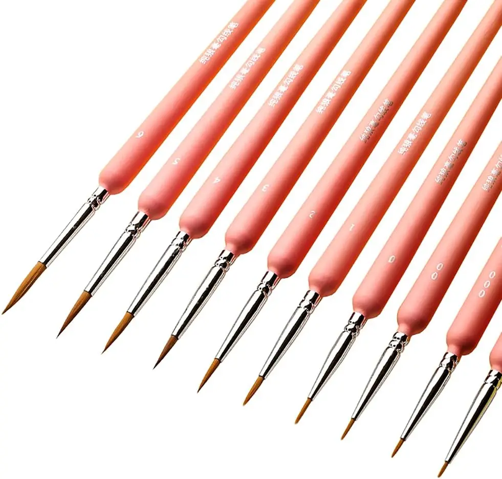 

10Pcs Miniature Paint Brushes, Detail Fine Tip Paint Brushes Set with Ergonomic Handle - Suitable for Acrylic Painting, Oil