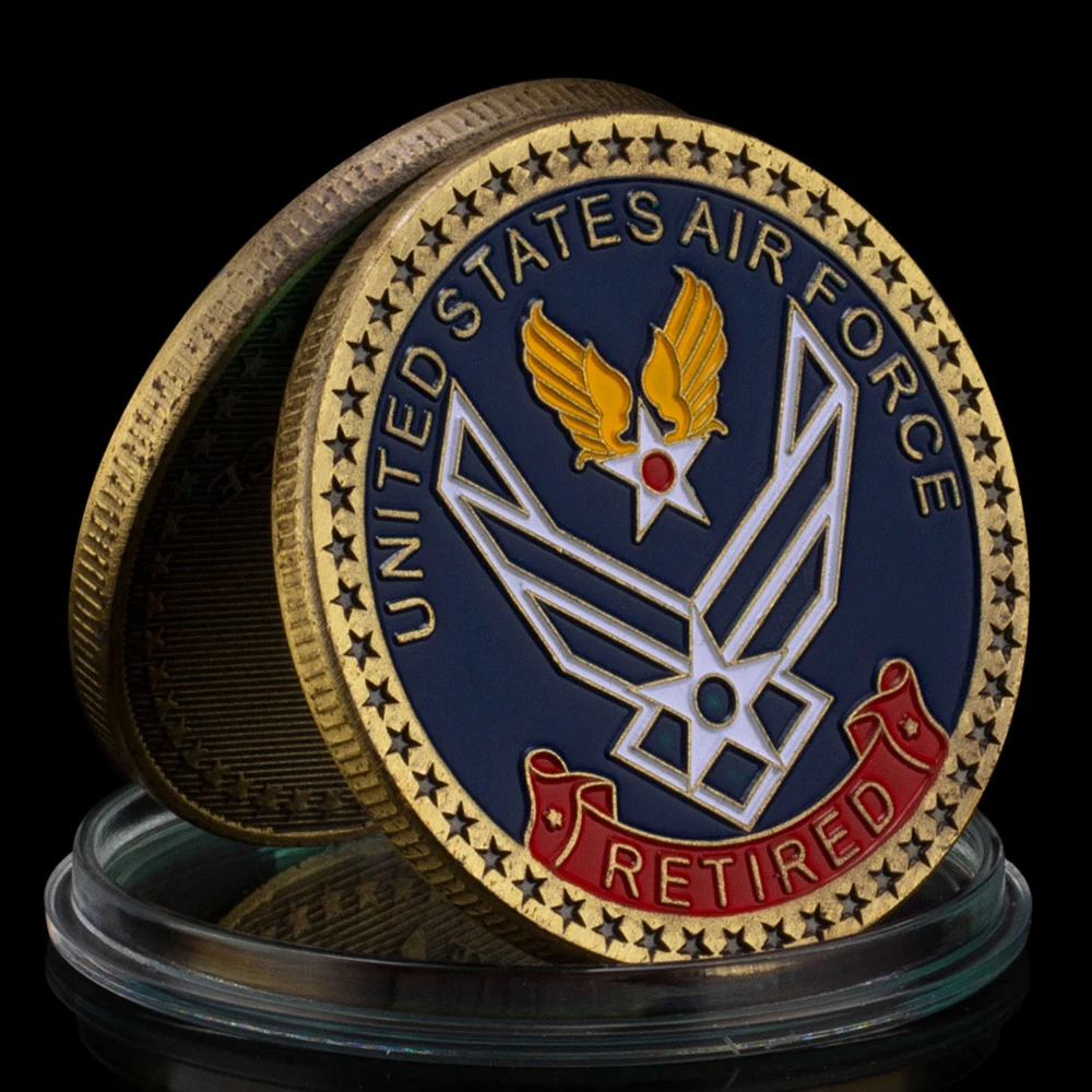 United States Air Force Retired Souvenir Bronze Plated Coin Veteran Collectible Challenge Coin US Air Force Commemorative Coin