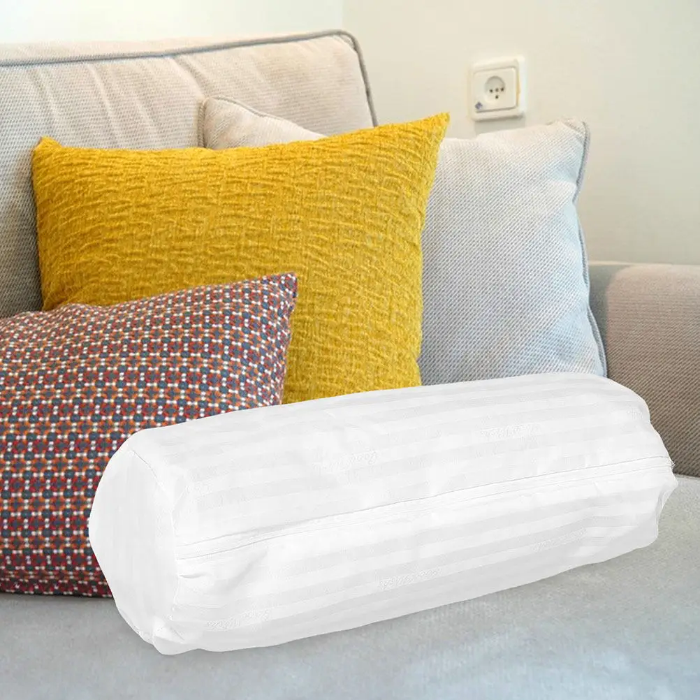 Round Neck Pillow Cover Cylinder Pillow Protector Soft Lightweight Roll Pillowcase with Hidden Zipper for Sofa Bed Cushion Case