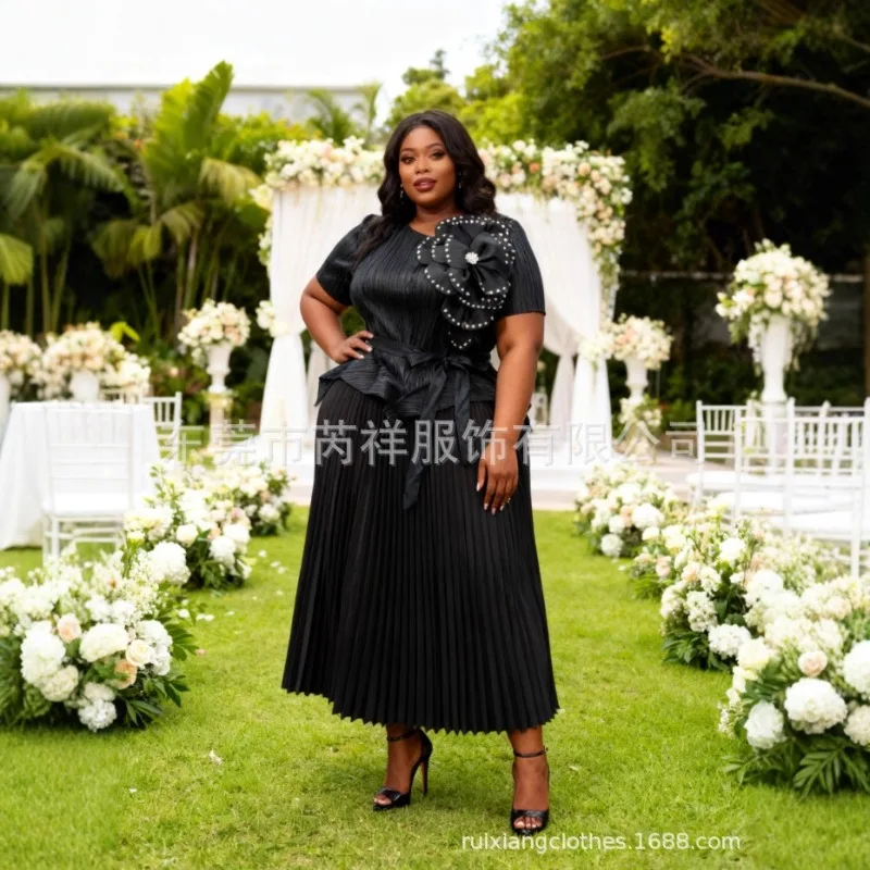 مياكي مطوي فساتين بلون Plisse 2025 مساء فضفاض حجم كبير مطرز فستان زهري كبير مجموعة الخريف ملابس عصرية جديدة #3