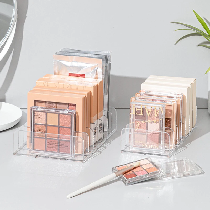 【Makeup Organizer Desktop Multi-cell Display Box Makeup Blush Cosmetics Shelf 7-compartment Plastic Eye Shadow Tray Storage Box】
