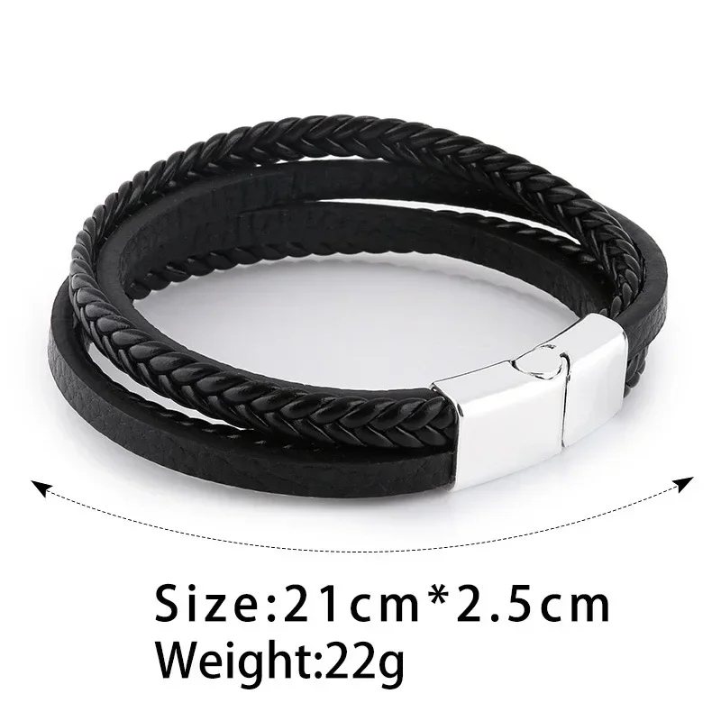 Charmsmic Multilayer Mens Leather Bracelets Handmade Rope Vintage Armband DIY Magnetic Clasp Fashion Jewelry 2024