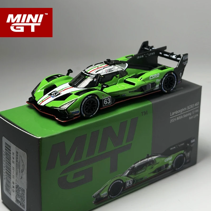 МИНИК 1:64 Lamborghini SC63 # 63 Iron lynx 2024 IMSA Sebring 12-часовой легкосплавный автомобиль Модель 816