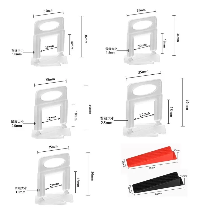 Sistema de nivelación de azulejos reutilizable, Clips espaciadores, cuñas de cerámica, inserto para colocación de azulejos, herramientas de construcción de pared y suelo, 100 piezas