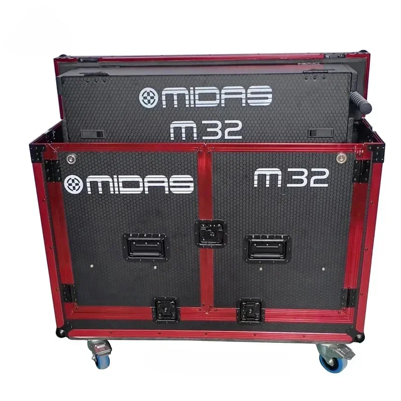 Transport Storage Tool Case Custom Black Red Aluminum Hydraulic Flip Case for Midas M32 Mixer with Laptop Holder