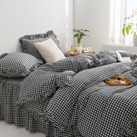 3 Piece Sheet Set  black plaid duvet cover Set ， comfortable Bedding Set Bedspread for All Season 2