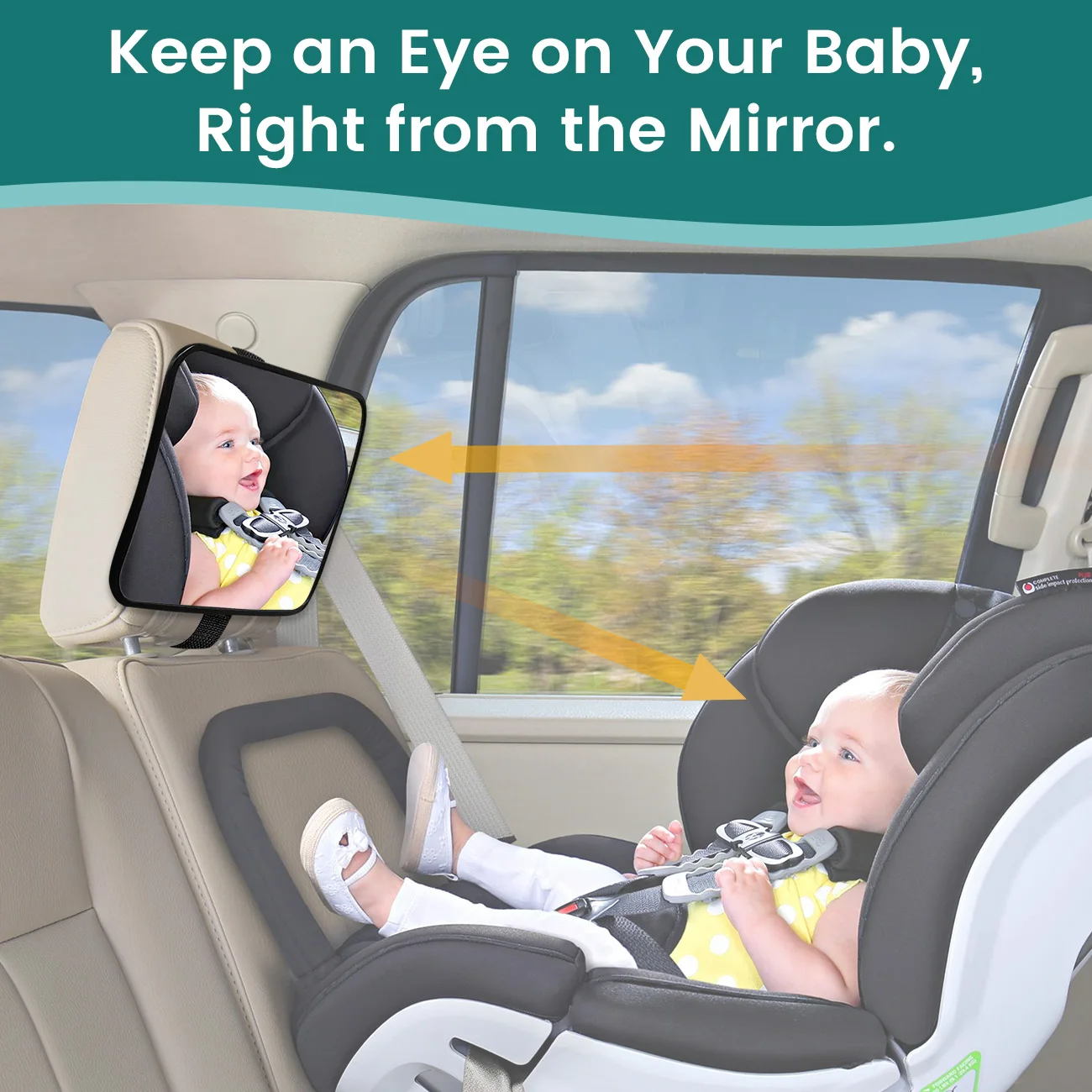 Baby Car Mirror for Rear Facing Infant with Wide Crystal Clear View, Shatterproof, Adjustable, Crash Tested Car Rearview Mirror