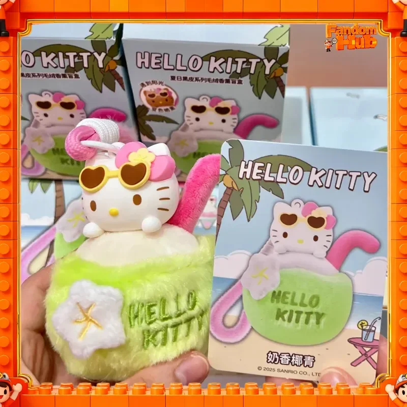 

Genuine Sanrio Hellokitty Summer Black Skin Series Blind Box Sun-Sensitive Color-Changing Aroma Charm Pendant Keychain Toy Gift