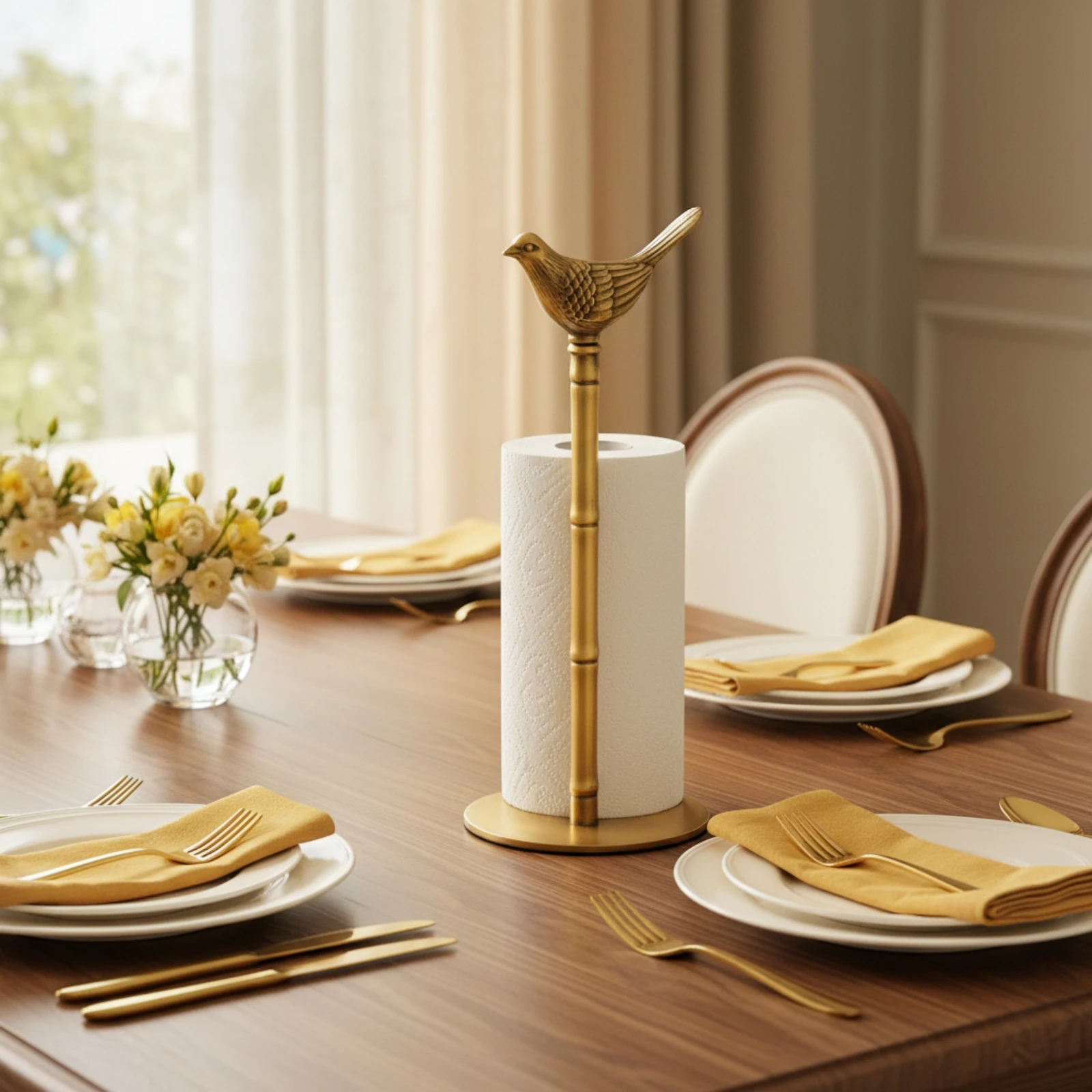 Bird Paper Towel Holder Brass-Colored Bird-Shaped Paper Towel Holder Vintage Decorative for Kitchen, Dining Room