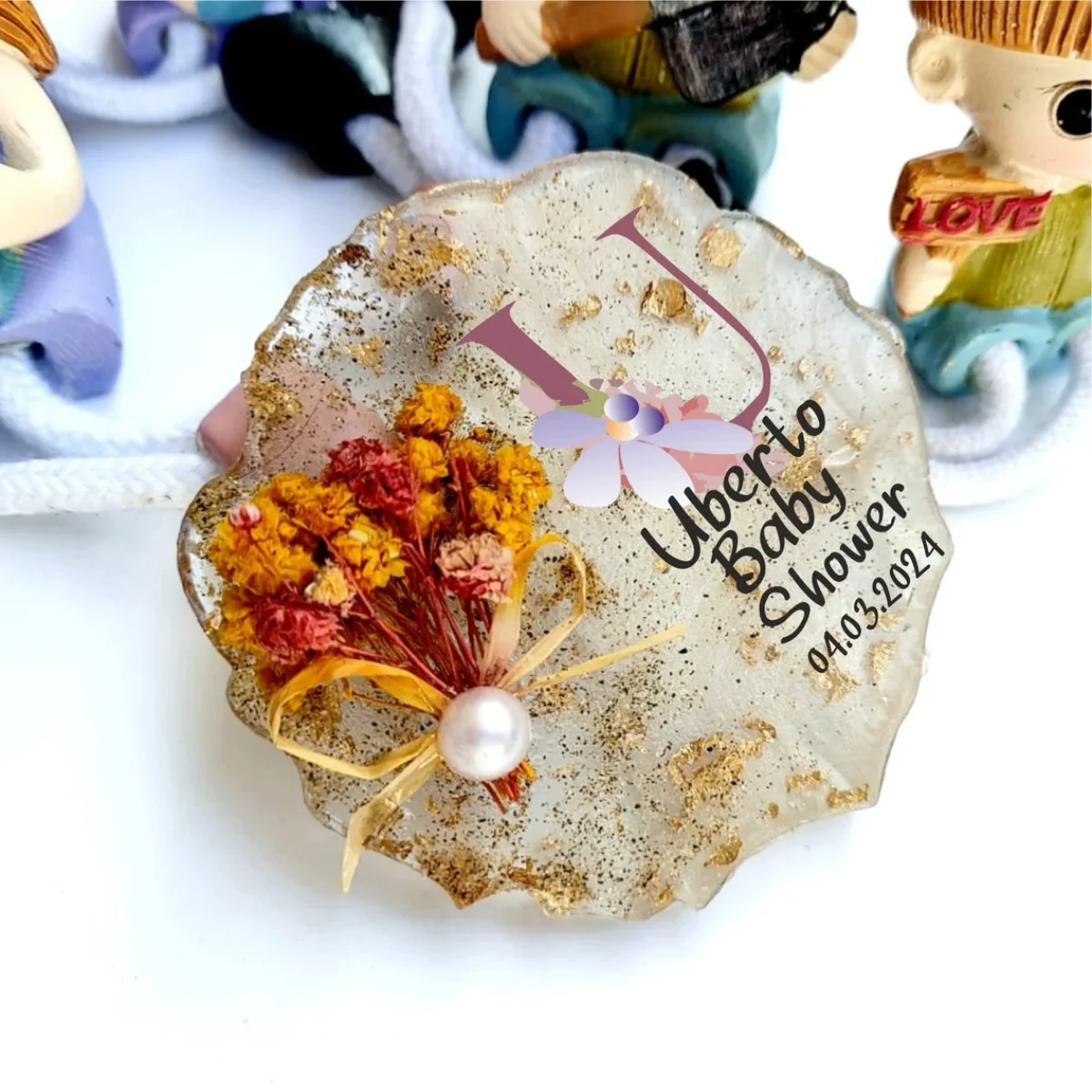 Personalized Newborn Baby Gift Shower Gifts Custom Epoxy Magnet Party for Guests Unique Mementos Bulk Magnets Gift Box Resin Art