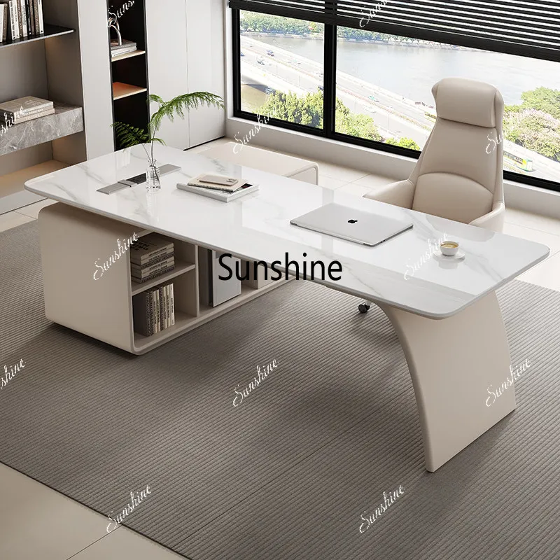 

Italian minimalist corner desk household light luxury, slate, office, consultation