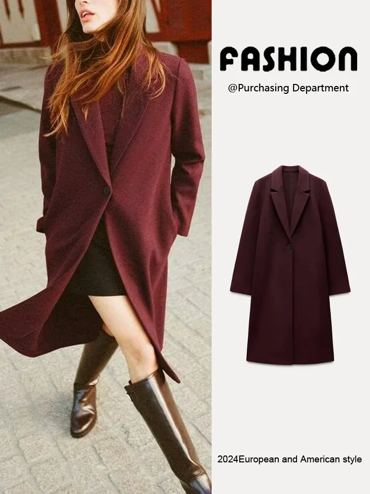 

Весенняя новинка: Женское классическое пальто с одной пуговицей, мягким воротником и длинными рукавами, модное, в классических цветах