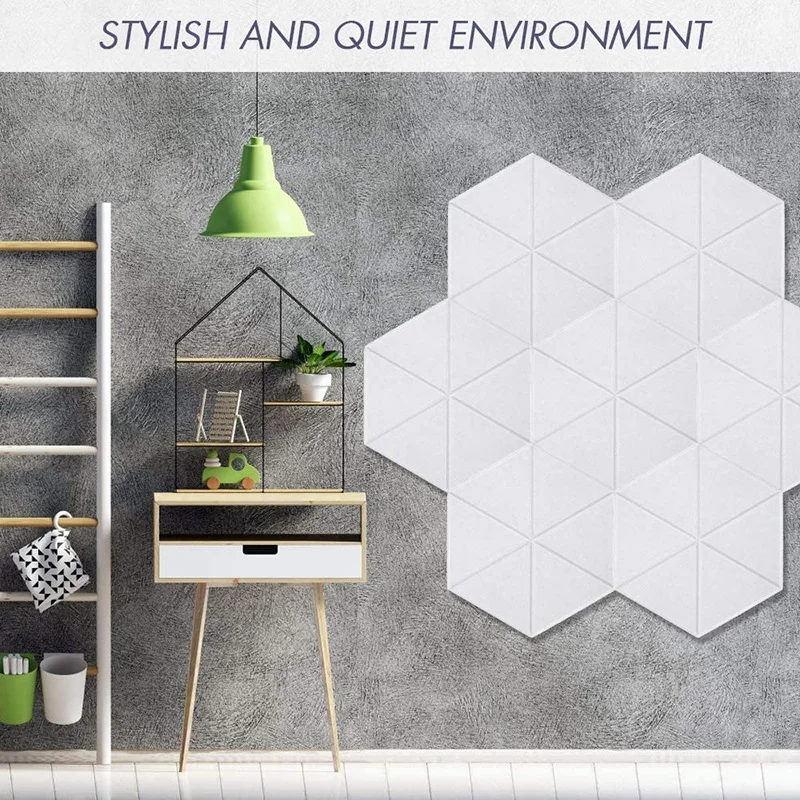 12 Pack Sound Proof Padding Acoustic Panels,Hexagon Sound Absorbing Panel Beveled Edge Sound Panels,For Home & Offices