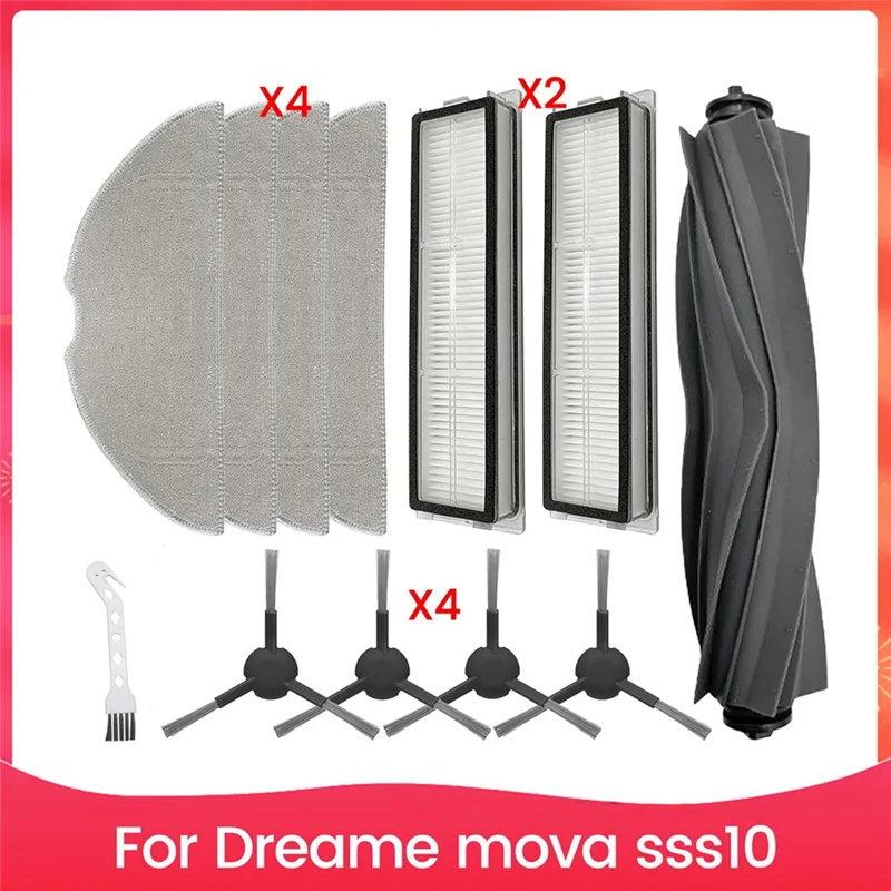 【Hot Selling】Accessories Kits For Dreame Mova S10 Vacuum Cleaner Main Brush Side Brush HEPA Filter Mop Pads