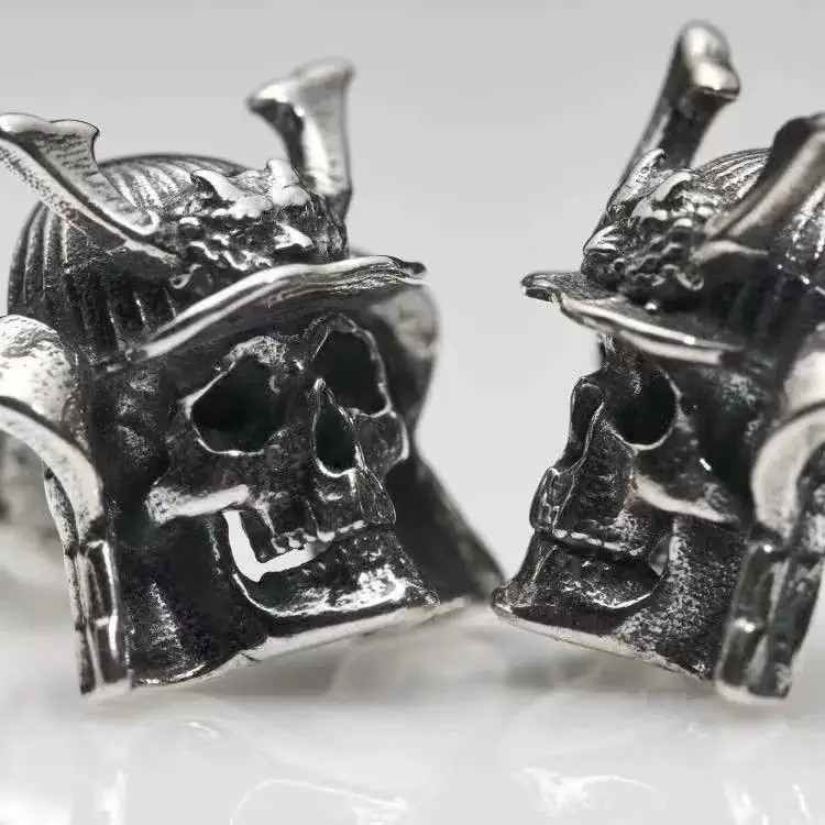 Dark Punk Samurai Skeleton Earring, Hannya Demon Stud Earring for Men Women, Cool Hip Hop Warrior Piercing Jewelry