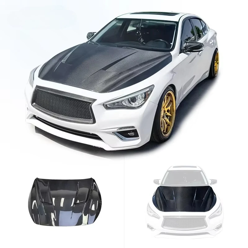 Car Hood Modification High Quality Carbon Fiber Hood Suitable for Infiniti Q50 Body Kit Upgrade Engine Cover Hood Decoration