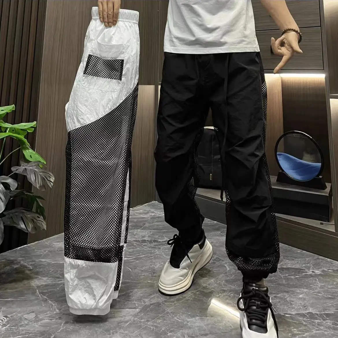 GELITAYIN Breathable Splicing บางกางเกงชายคลาสสิก Vintage Trend Streetwear Designer ราคาถูกใหม่ฤดูร้อน Men's Casual Hare