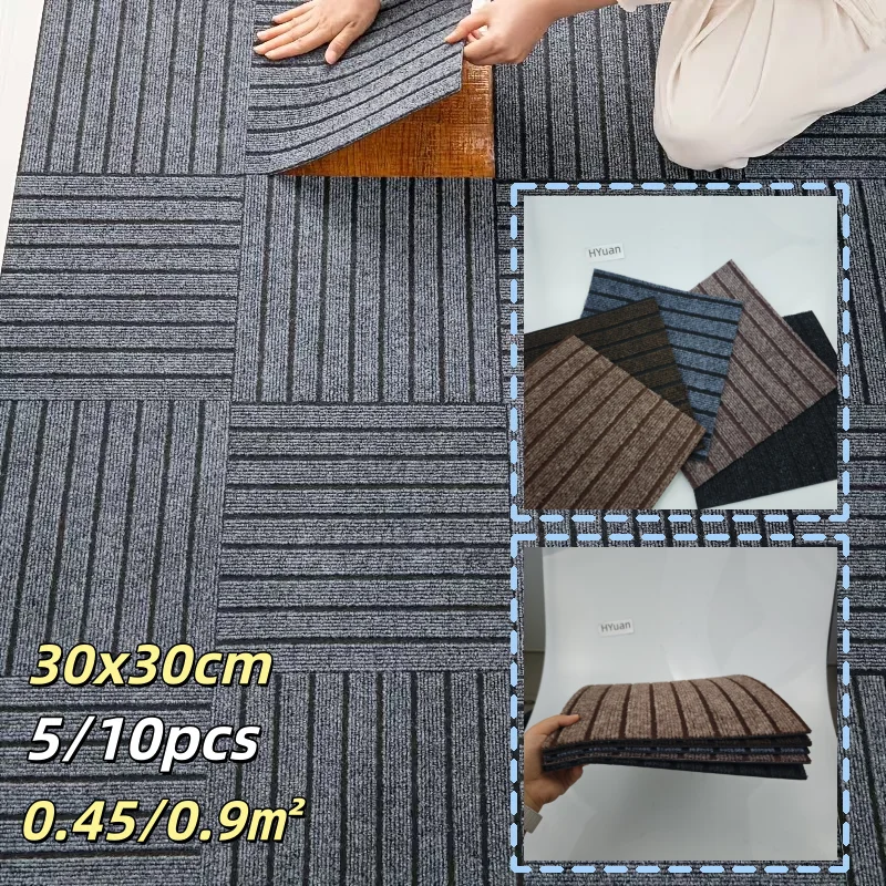 5/10pcs 30x30cm Self-Adhesive Floor Tiles, Small Mats, Striped Mats Suitable for DIY，Christmas Decor, Living Room，Bedroom Decor