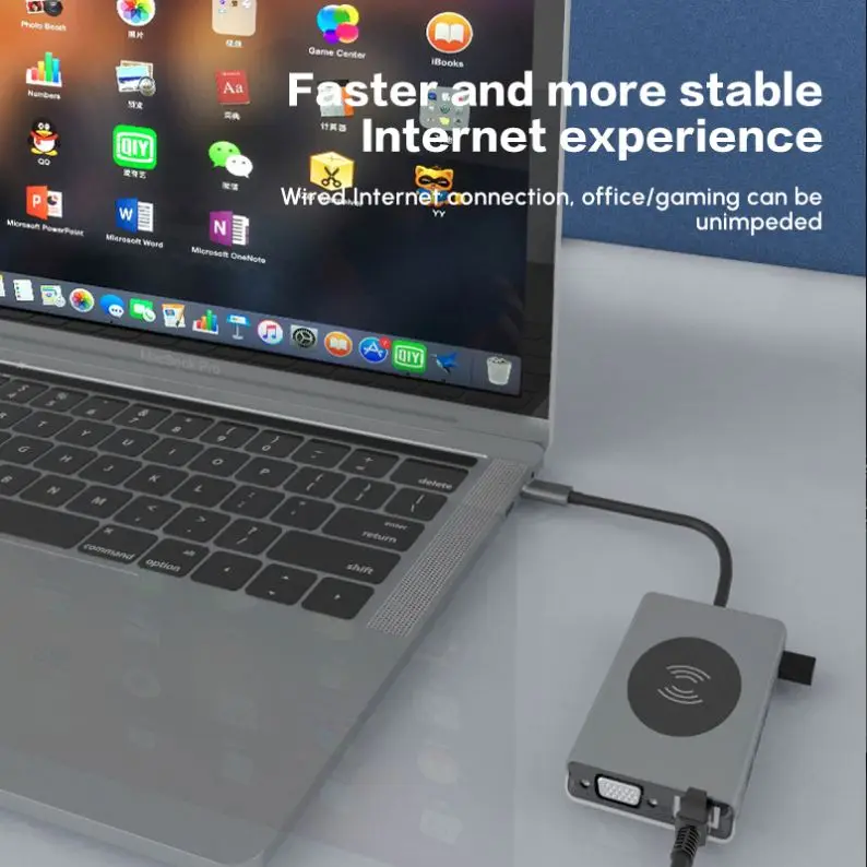 10W Wireless Charger 14 in 1 PD3.0 USB C Hub Multifunction Wireless Charger Adapter
