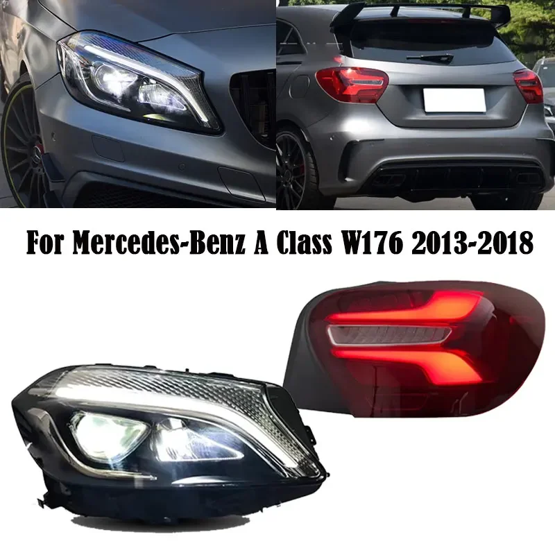 

Car Front HeadLights with Rear Taillights For Benz A Class W176 Headlights 2013-2018 LED DRL Signal Light Headlamps Assembly