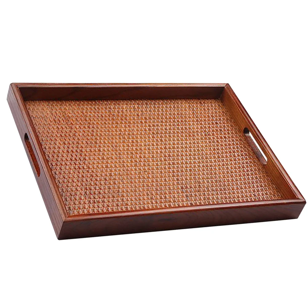 

1pc Tea Rectangular Wood Serving Tray For Coffee Table Fruit Breakfast Storage Plate Bread Snack Dessert Storage Tray