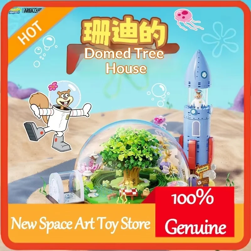Areax Spongebob Sandy Cheeks Dome Tree House Building Blocks Blind Box Assembly Model Kit Diy Toy Kids Fans Christmas Gift