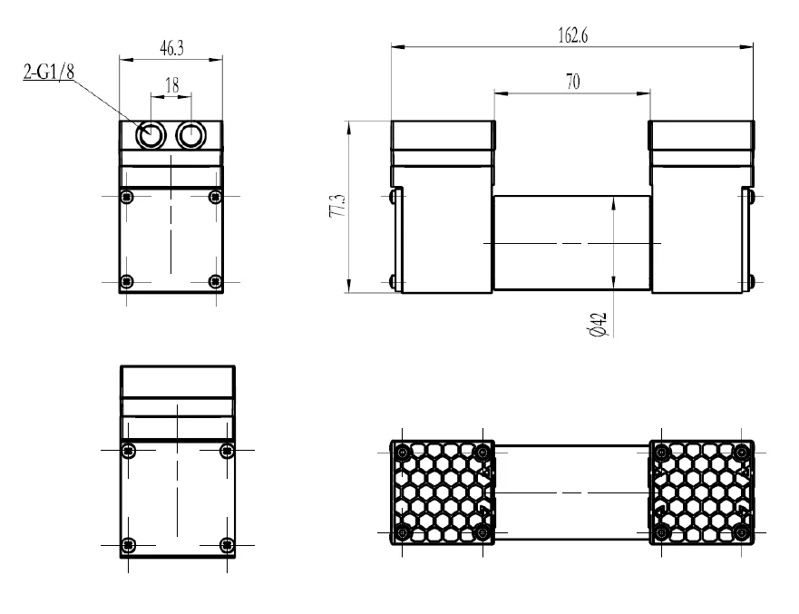 Fluidsmart Doppelkopf ölfreie Membran-Vakuumpumpe, Saug-Mikro-Luftpumpe, 99 kPa, 24 V Vakuumpumpe