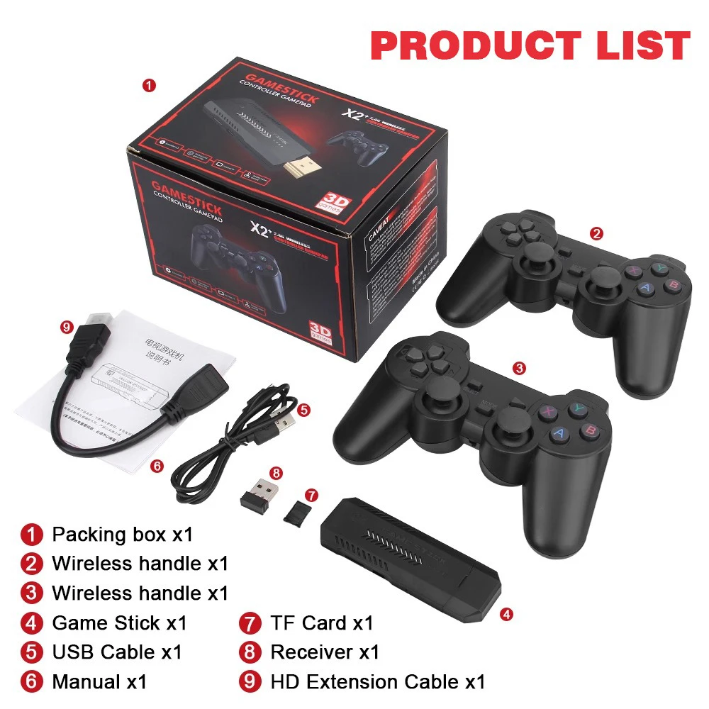 X2 GD10 Video Game Stick 4K Console 2.4G Double Wireless Controller 30000 Games 128GB Retro Games for TV Boy Christmas Gift