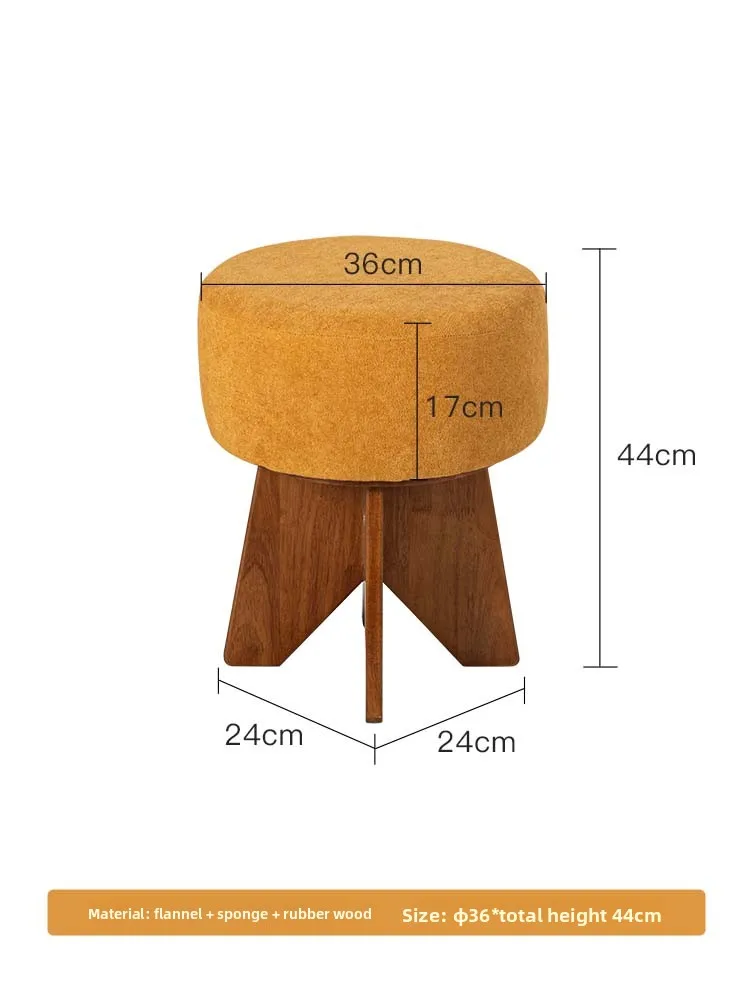Simple Retro Upholstered Low Stool for Living Room Small Apartment Entryway Shoe Changing Stools Trendy Bedroom Dressing Stools