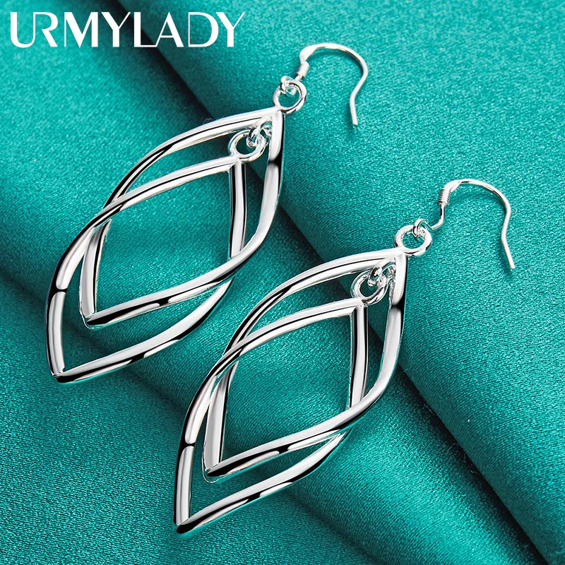 Fine High quality 925 Sterling Silver Earrings fashion Jewelry elegant Woman Earrings Hanging Drop long wedding Christmas Gifts