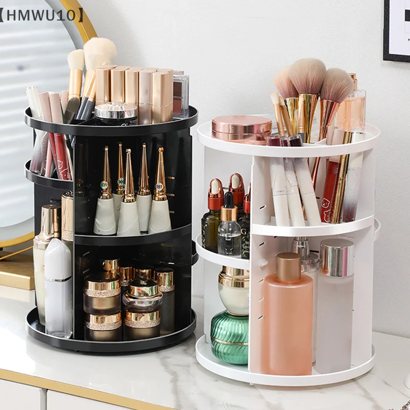 

360 Degree Rotating Makeup Storage Box Large Capacity Transparent Desktop Organizer Home Dresser Perfume Skin Care Shelf