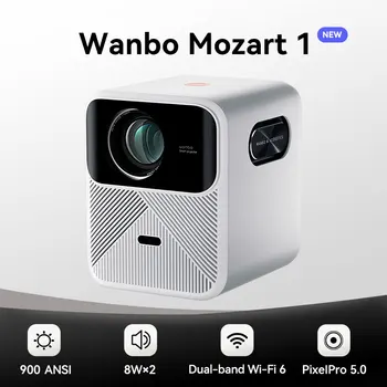 Wanbo โปรเจ็คเตอร์พกพา1แอนดรอยด์9.0 2K 4K 1080P Full HD WiFi 6 2 + 32GB โฟกัสอัตโนมัติสำหรับสมาร์ทโฮมวิดีโอเทีย