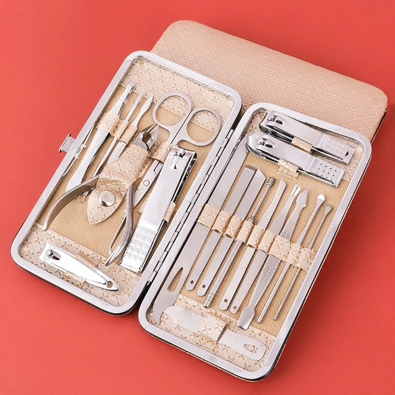 16Pcs Schwarz Nägel Clippers Maniküre Werkzeuge Anzug Akne Nadel Ohr Löffel Augenbraue Trimmer Pinzette Nägel Schere Nagel Werkzeuge