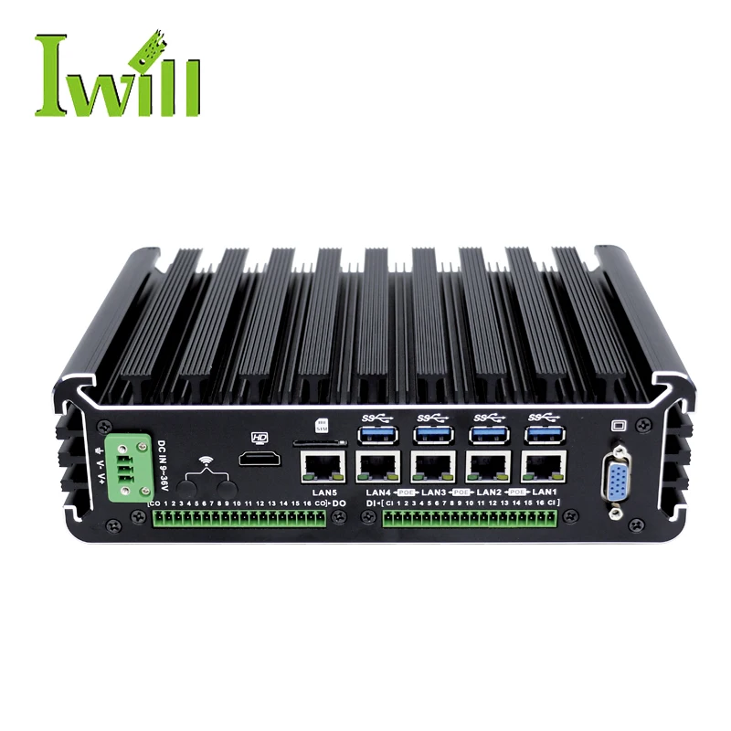 Thin Compact Computer  DC 9V to 36V Wide Voltage  6th Gen Core I3 5LAN GPIO  Mini Computer Portable for Win Linux
