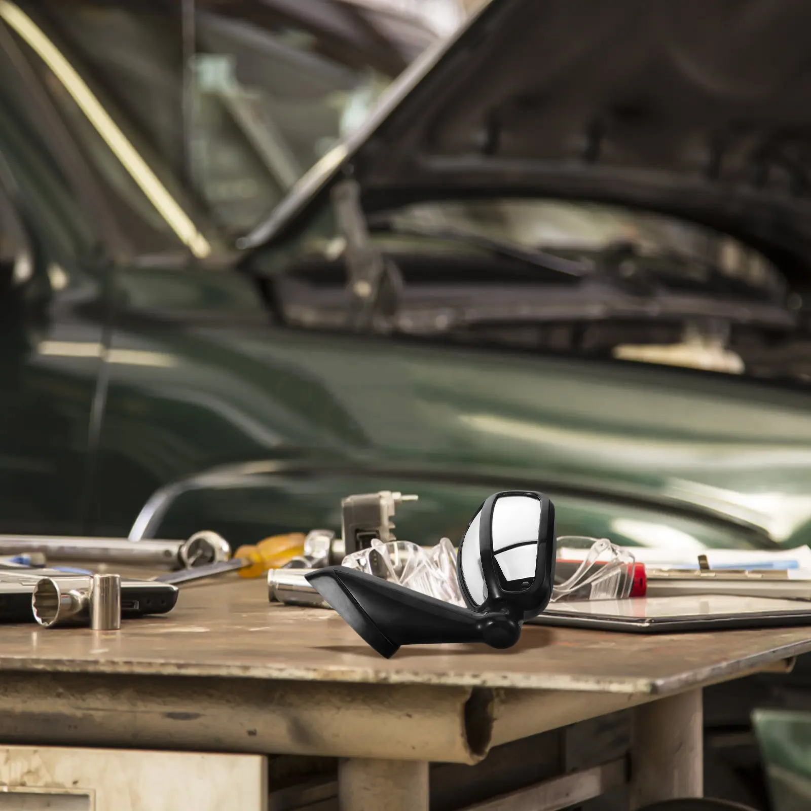 

Automotive Rearview Cover Mount Clear Glass Plastic Wide View Rear Backup Blind Spot Monitor Easy Installation