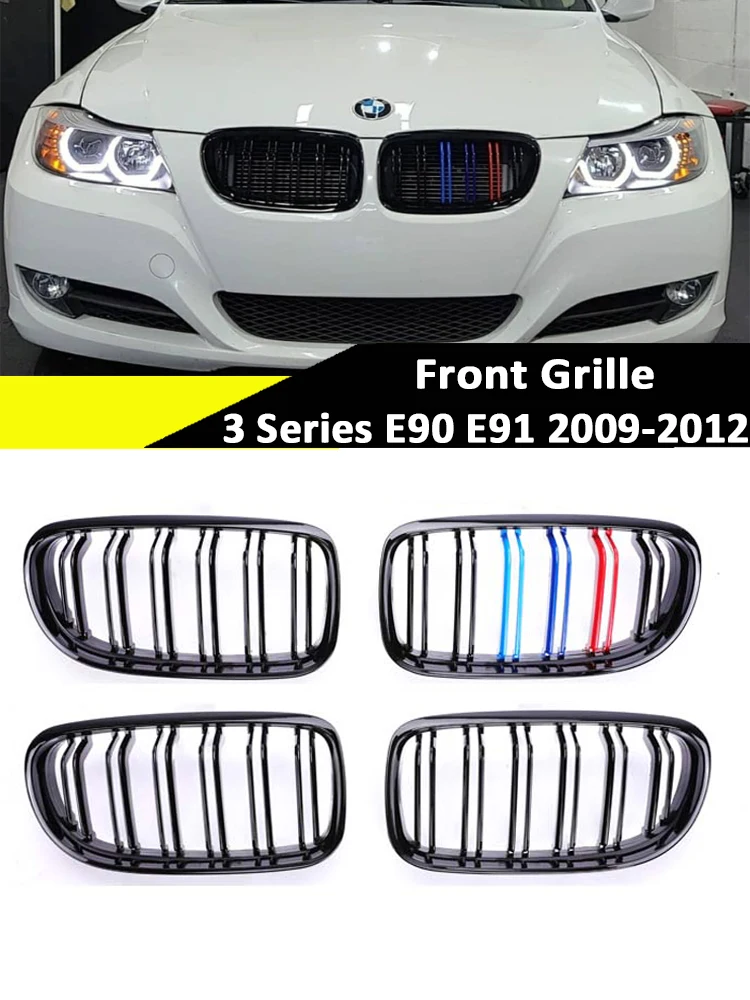 

For BMW 3 Series E90 E91 2009-2012 LCI 328i Bumper Kidney Carbon Fiber M Style Racing Grill Front Bottom Console Center Grille