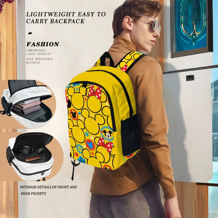 Disney Mickey Laptop Backpack, Fashionable and Simple, Gift-Friendly, Unisex Couple Style, Large Capacity, High-Quality