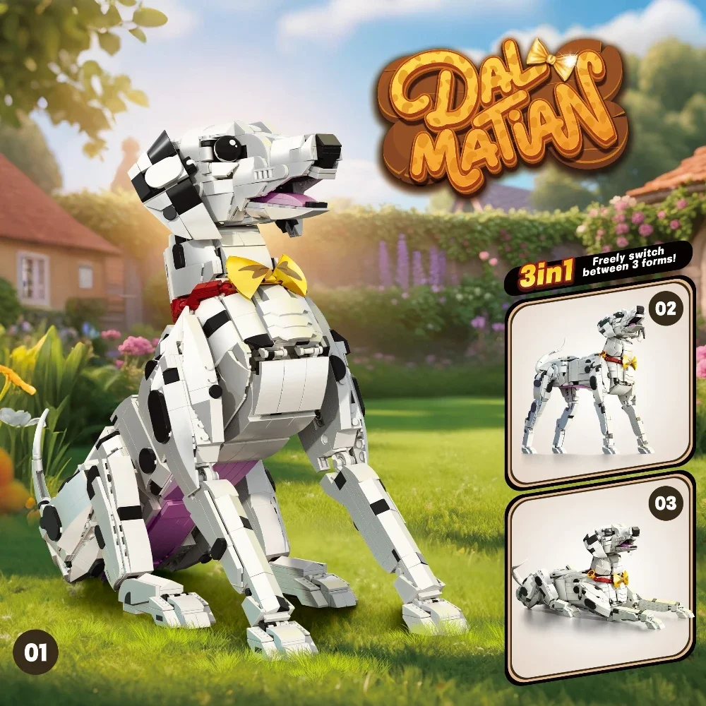 

2025 ​Creative Dalmatian Dog Building Blocks Set 3 in 1 Animal Model Kit DIY Children Assembly Bricks Toys Birthday Gift​