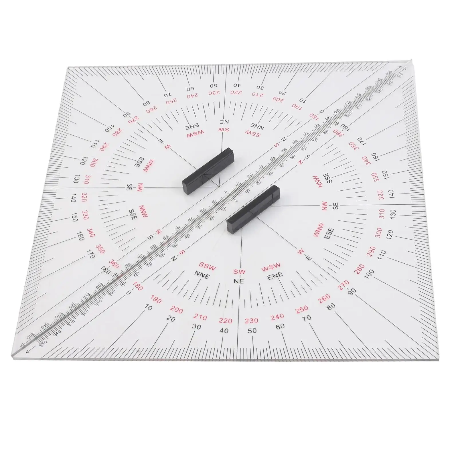 2 Pieces 300mm Marine Chart Plotting Triangle Ruler Protractor High Transparency For Acrylic Engraved Scale For Boat Yacht