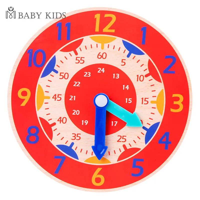 Bambini orologio in legno Montessori giocattoli ora minuto seconda cognizione orologi colorati giocattoli per bambini sussidi didattici per la prima età prescolare