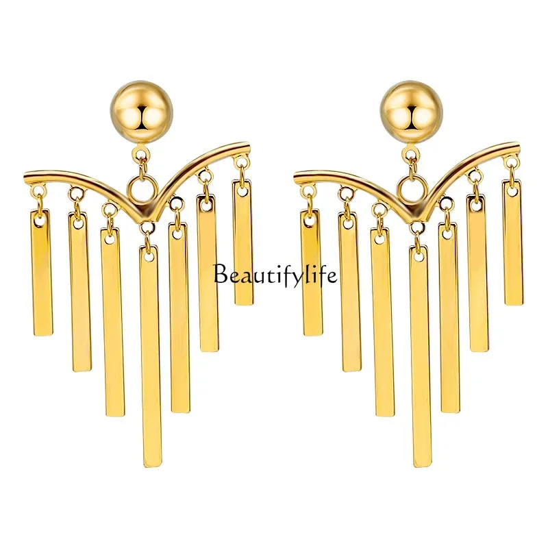 

Exaggerated love earrings, metal harp, fringed fashion earrings, simple and advanced temperament