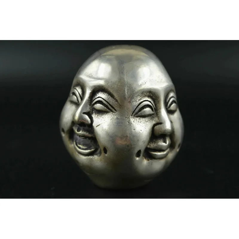 China collection Tibet silver life 4 emotions four faces of Buddha head statue