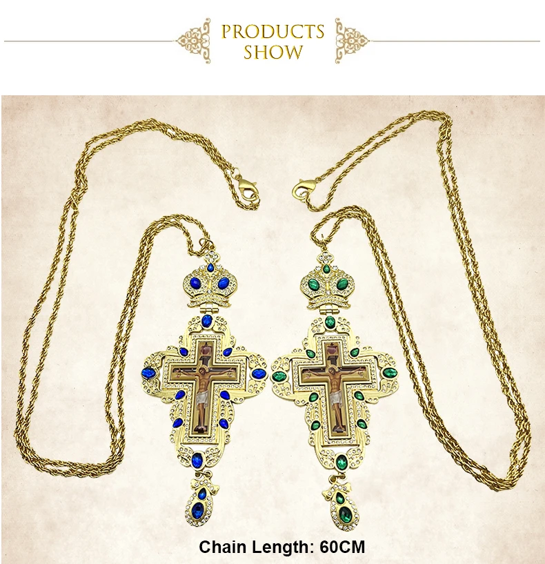 HTISOK Orthodoxes Brustkreuz Jesus-Kruzifix Kreuzgoldanhänger Kreuzkette Religiöser Schmuck крест кулон – Detail 4