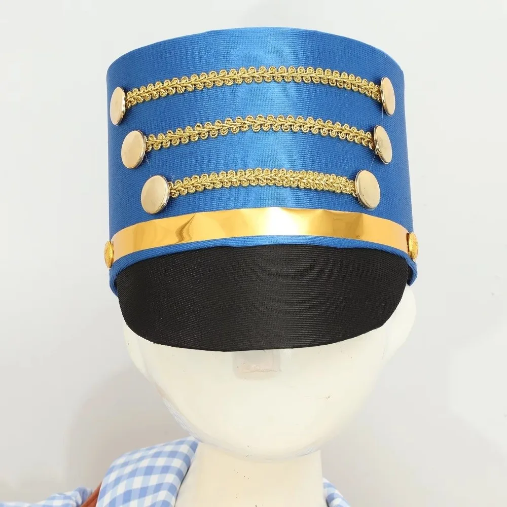 Wide Brim Hat-nutcrackers Gold Trim Strips Cosplay Show Marching Band Hat Breathable Soldier Top Cap Photography Themed Party